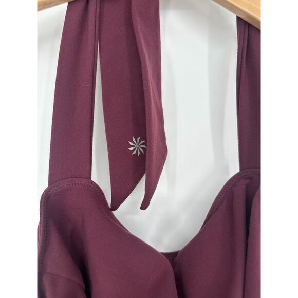 Athleta Sizzle Halter Dress Size 6 Burgundy Padded Active Casual Stretch - Picture 5 of 10